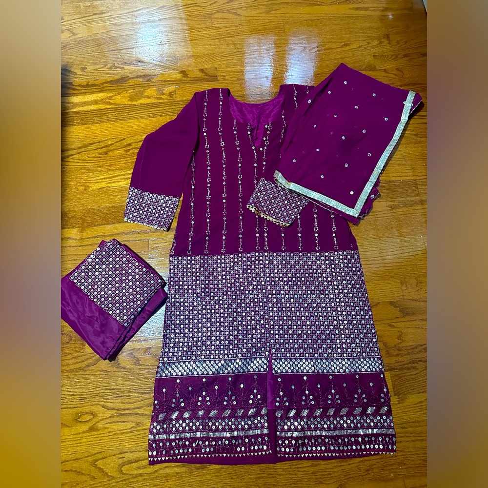 Because Dark Purple Dress for events! With pretty design, Never wore.